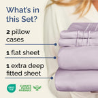 Extra Deep Pocket King Sheets - 4 Piece Breathable & Cooling Bed Sheets - Hotel Luxury Sheet Set - Soft, Wrinkle Free & Comfy - Easily Fits Extra Deep Mattresses - Deep Pocket Light Lavender Sheets