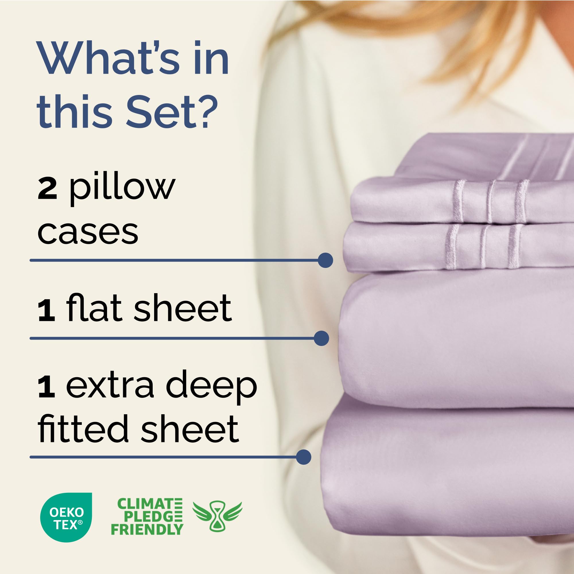 Extra Deep Pocket King Sheets - 4 Piece Breathable & Cooling Bed Sheets - Hotel Luxury Sheet Set - Soft, Wrinkle Free & Comfy - Easily Fits Extra Deep Mattresses - Deep Pocket Light Lavender Sheets