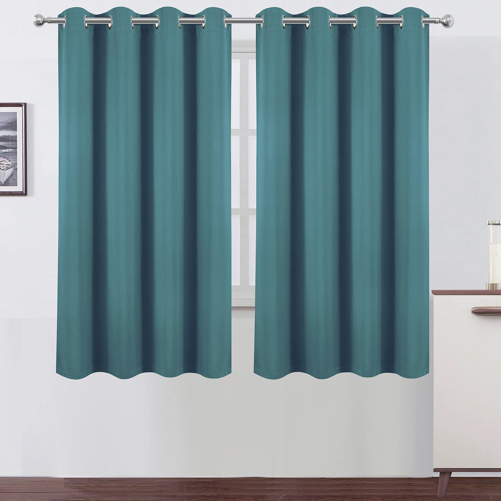 Lemomo 100% Blackout Curtains 52 X 63 Inch/Sea Teal Curtains 2 Panels With Black Lining Room Darkening Thermal Insulated Bedroom