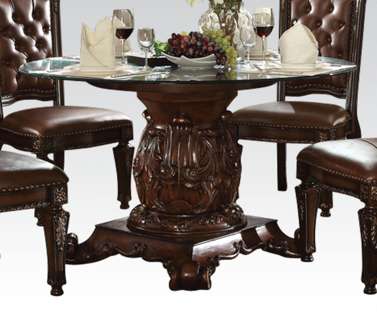 acme Vendome Dining Table with Pedestal in Cherry Finish 62010