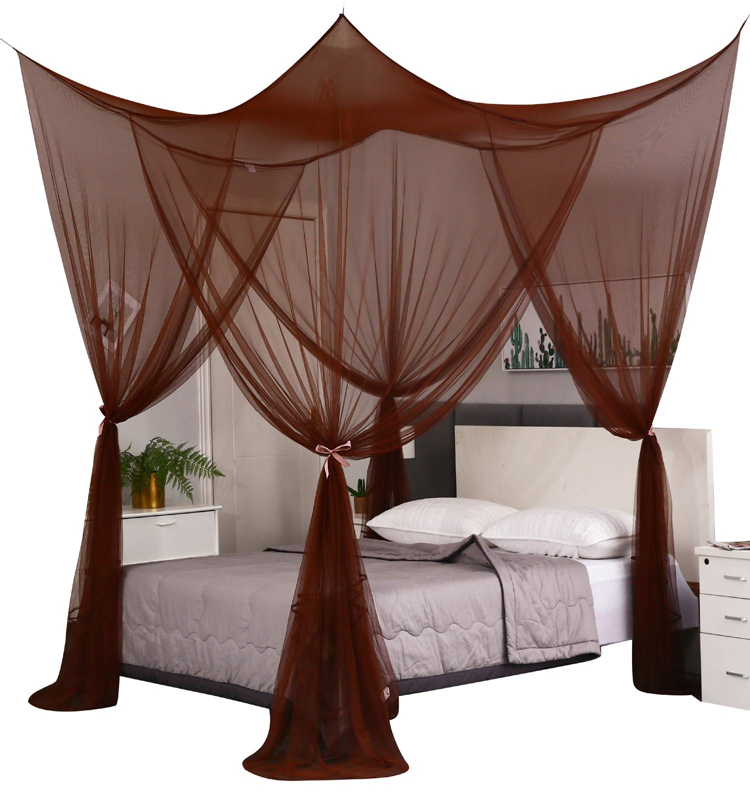 Mengersi Elegant Canopy Bed Curtains for Full Queen King Size Bed,Bed Canopy Mosquito Net Suitable for Indoor Outdoor Net (87x79