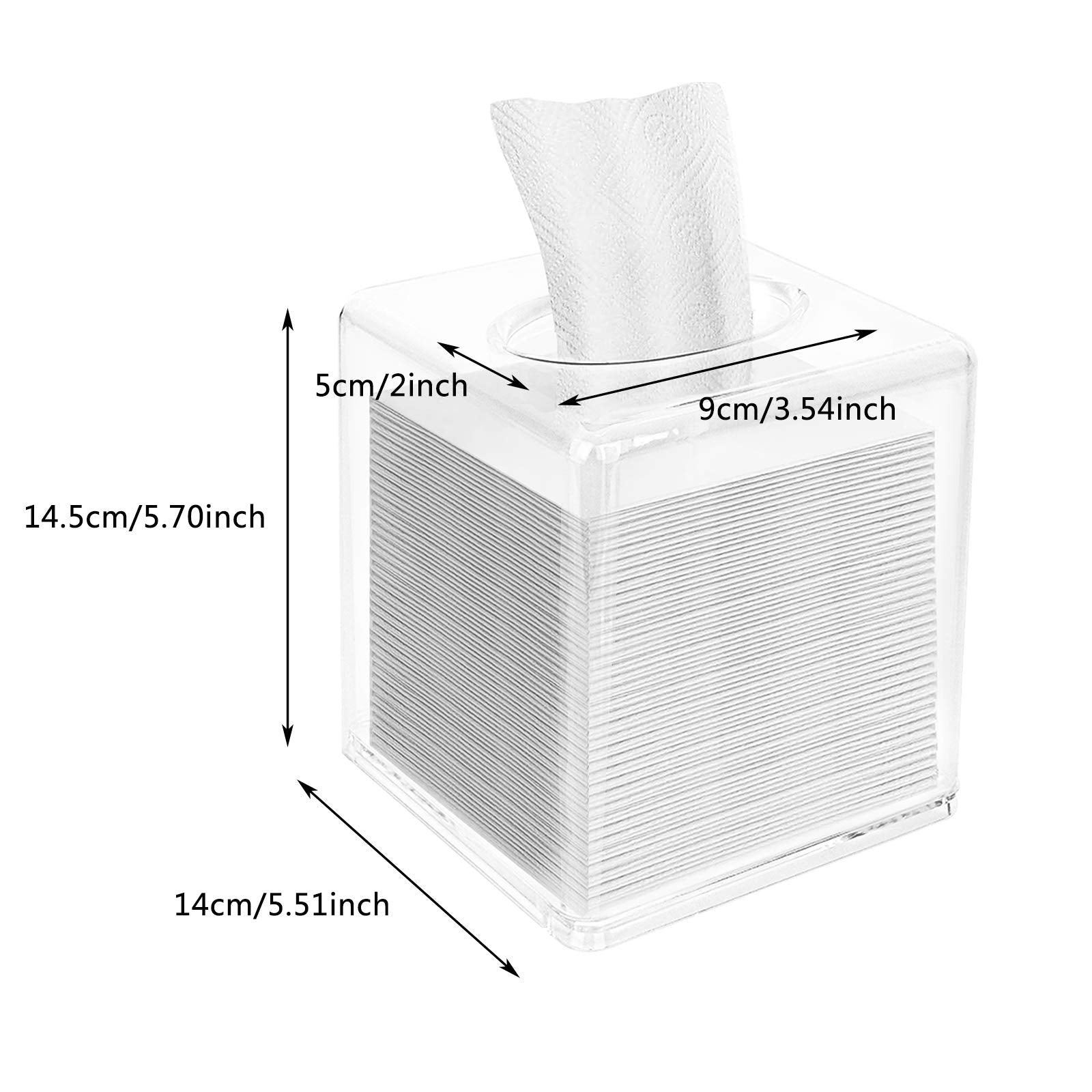 Dedoot Facial Tissue Dispenser Box Cover, Rectangle Acrylic Tissue Box 5.5X5.7 Inches Clear Acrylic Tissue Box For Bathroom Coun