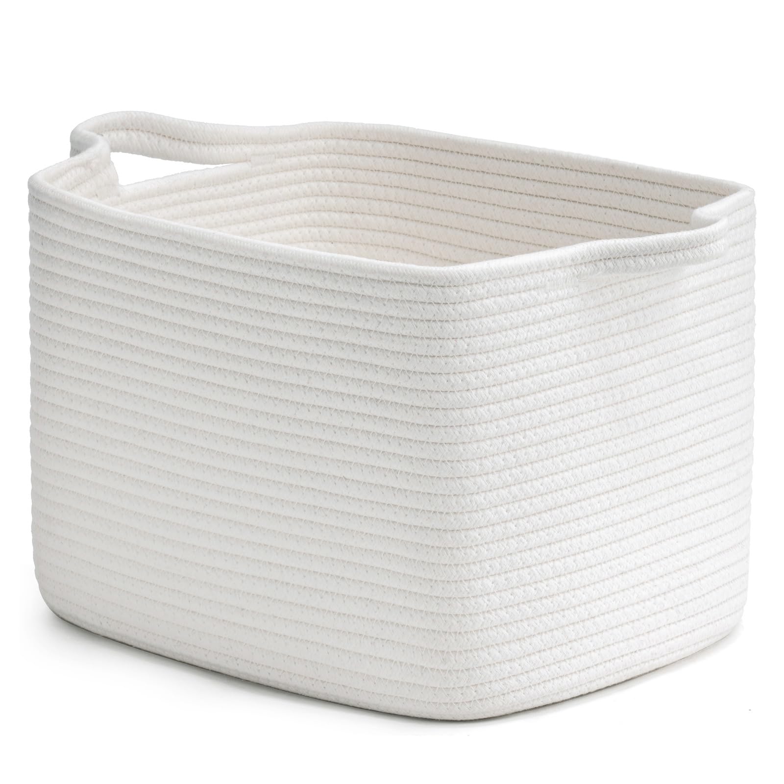 INDRESSME White Woven Storage Basket, Baby Gift Basket for Nursery, Clothes Basket for Shelves, Small Laundry Basket, Decorative