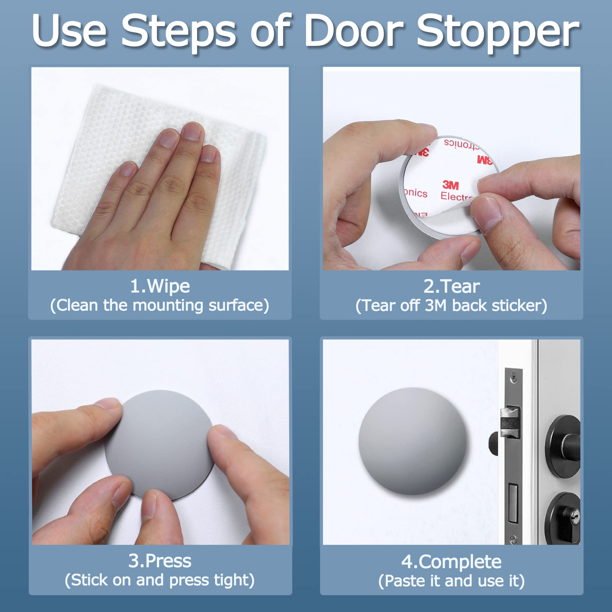 Xoyozo Door Stoppers Wall Protector Buffer Guard Doorknob Door Handle Bumper Self Adhesive Silencer Soft Rubber Crash Pad For Ho