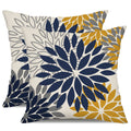 Dfxsz Blue Yellow Flower Pillow Covers 16X16 Inch Set Of 2 Outdoor Throw Pillows Outdoor Waterproof Decor For Living Room Sofa P