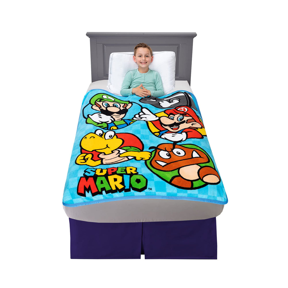 Franco Kids Bedding Super Soft Micro Raschel Throw, 46 In X 60 In, Mario,Prints May Vary