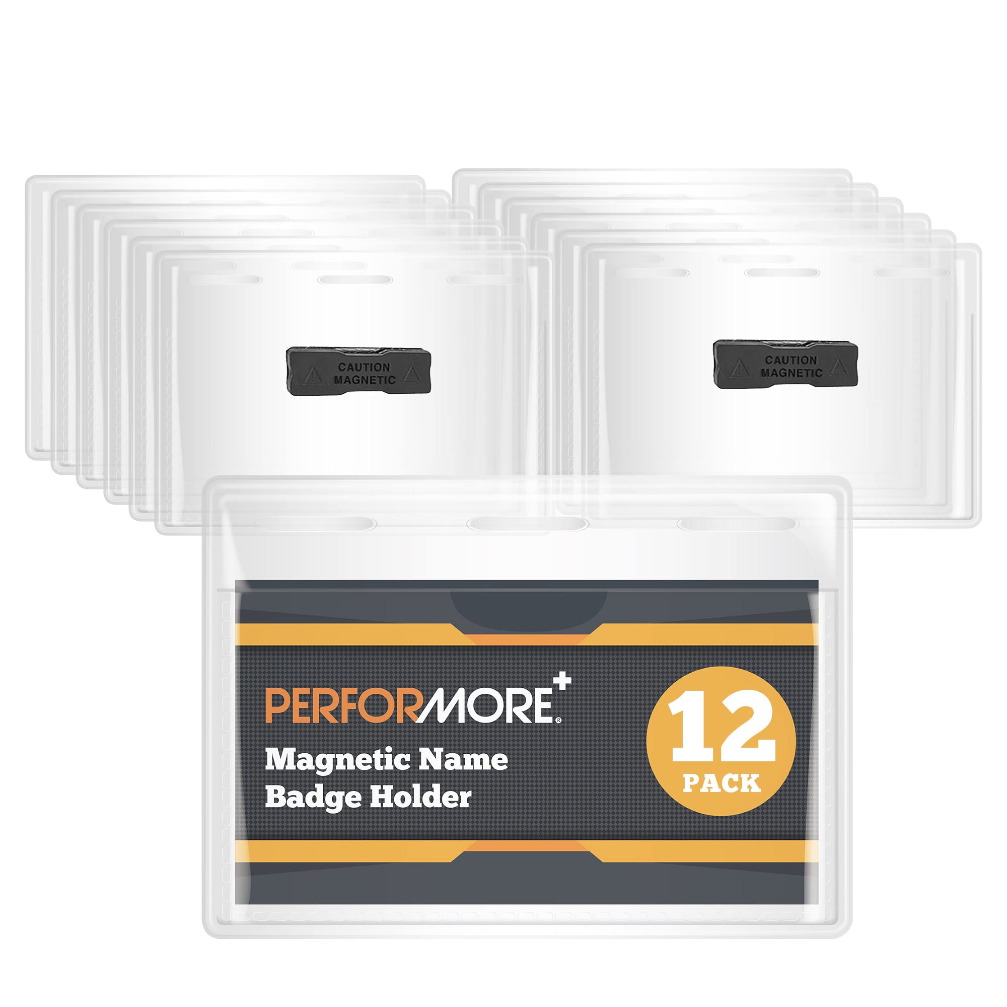 Performore 12 Pack Of Magnetic Name Badge Holders, 4X3 Inch Horizontal Tag For Conventions, Exhibitors, Events - Vaccine Card Ho