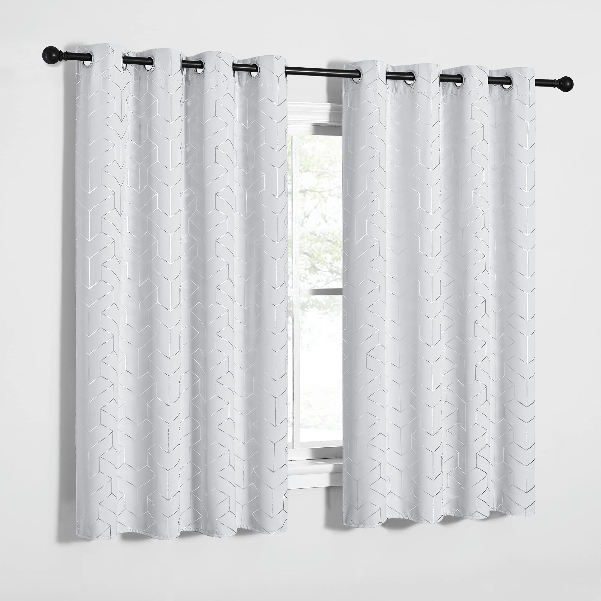 Nicetown Greyish White Curtain Panels - Room Darkening Window Treatment Thermal Insulated Grommet Room Darkening Curtains/Panels