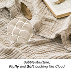 Emme Cotton Bed Blanket Soft Muslin Boho Bedding Lightweight Breathable Twin Blanket All Season Gauze Blanket, Light Tan