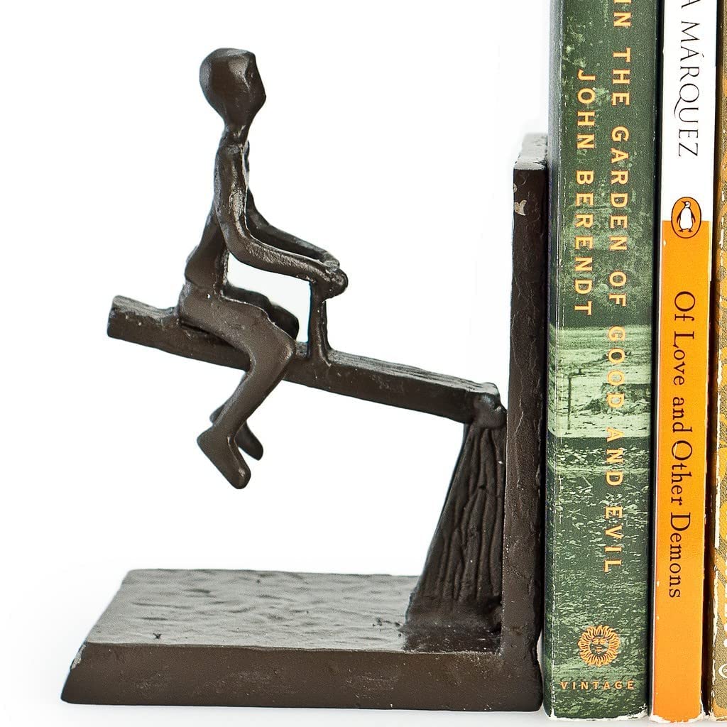 Danya B. Zi13023 See-Saw Metal Bookend Set. Iron Metal Art For Home And Office Decor - Decorative Bookends For Shelves. Perfect