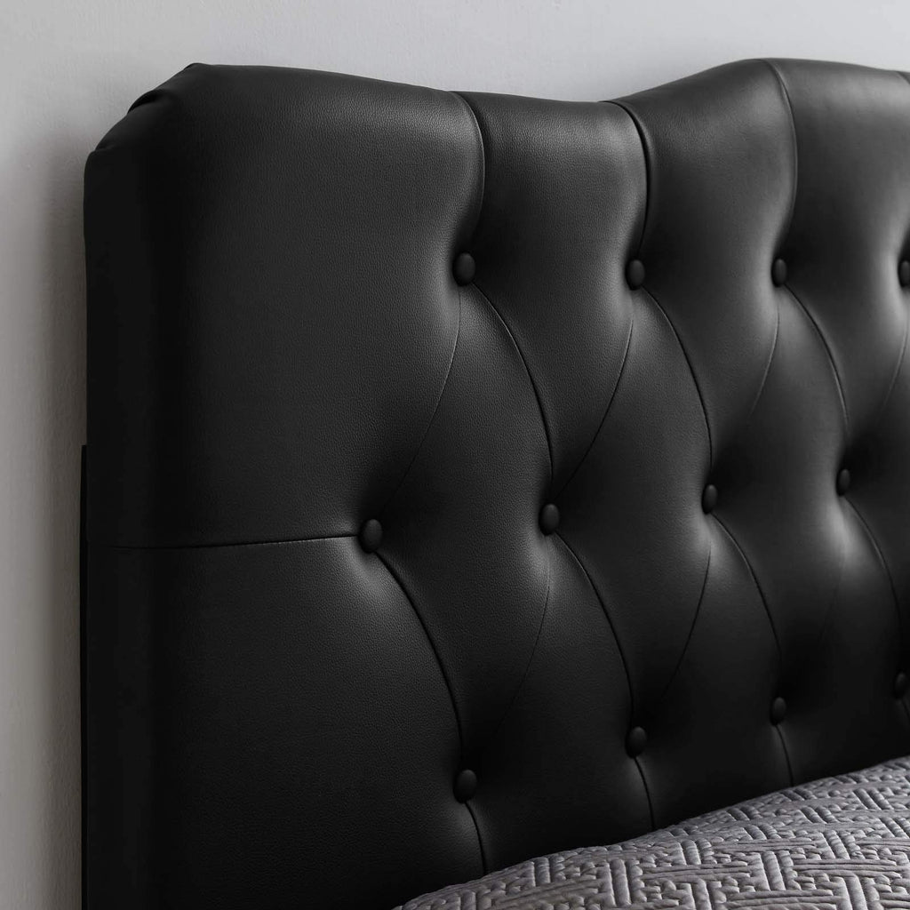 Modway Annabel Tufted Button Faux Leather Upholstered Queen Headboard in Black
