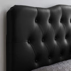 Modway Annabel Tufted Button Faux Leather Upholstered Queen Headboard in Black