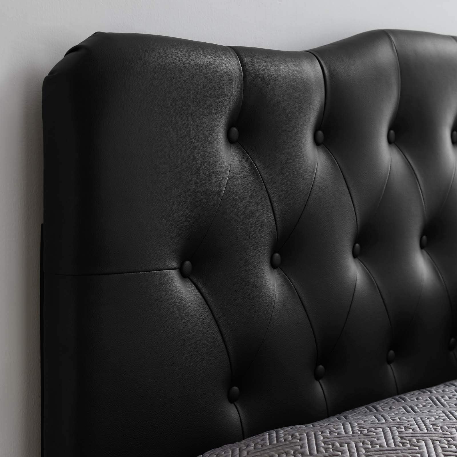Modway Annabel Tufted Button Faux Leather Upholstered Queen Headboard in Black
