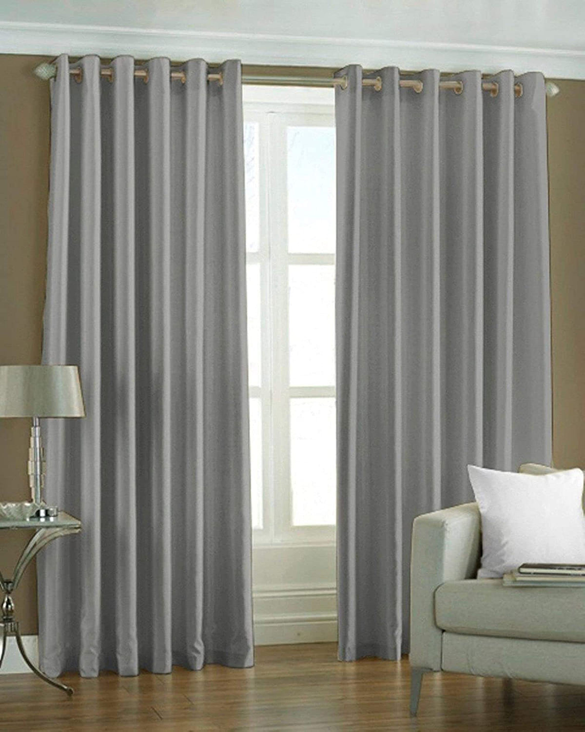 Kiara Creations Elegant Solid SemiSheer Curtains for Door 7 Feet (Pack of 2) Grey