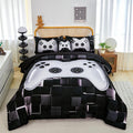 Perfemet 6 Pcs Kids Bedding Sets For Boys Twin Size Black White Gamer Comforter With Sheet Set Soft Fluffy Gaming Bed Set Lightw