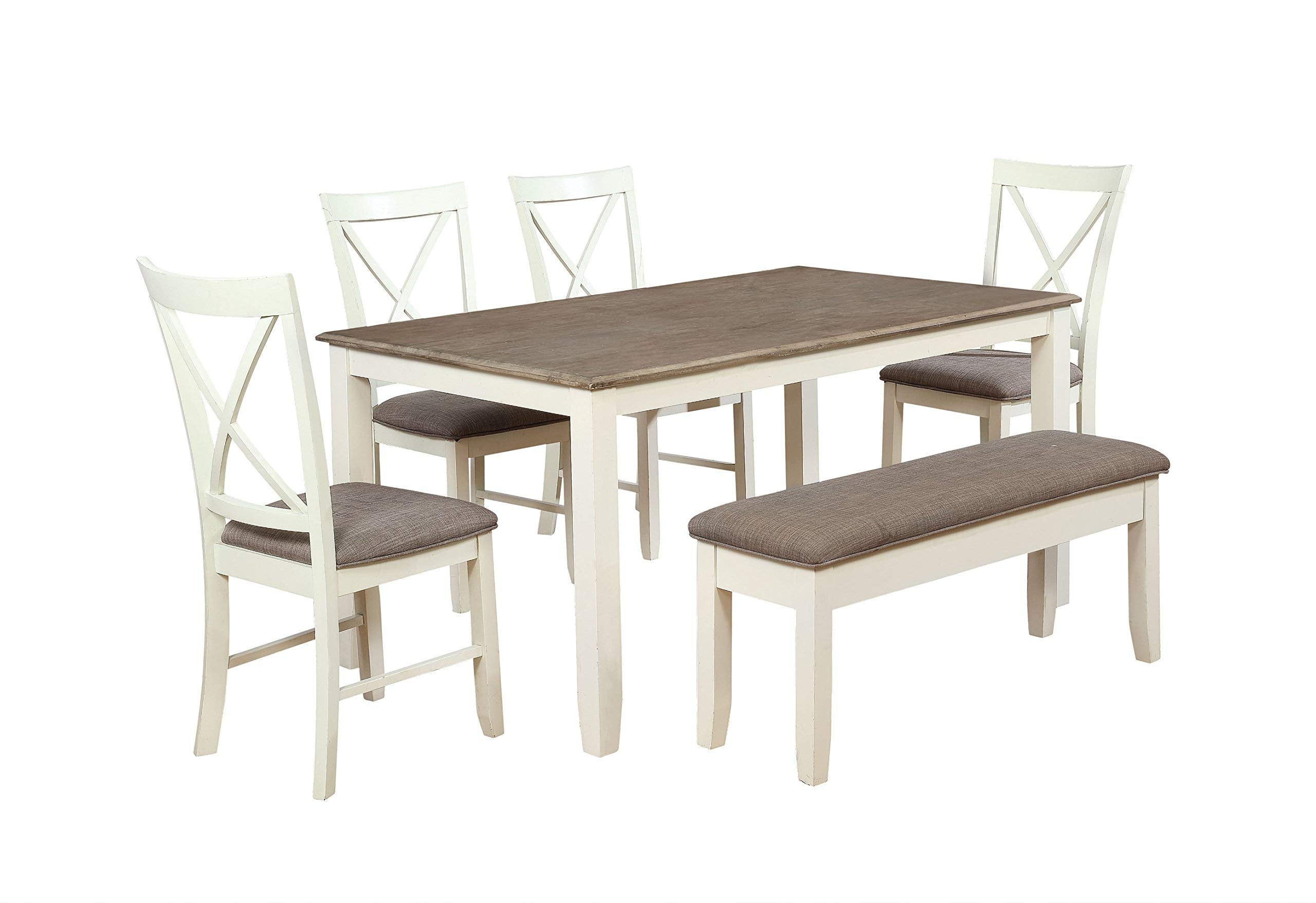 Powell Furniture Jane 6 Piece Dining Set, Antique White