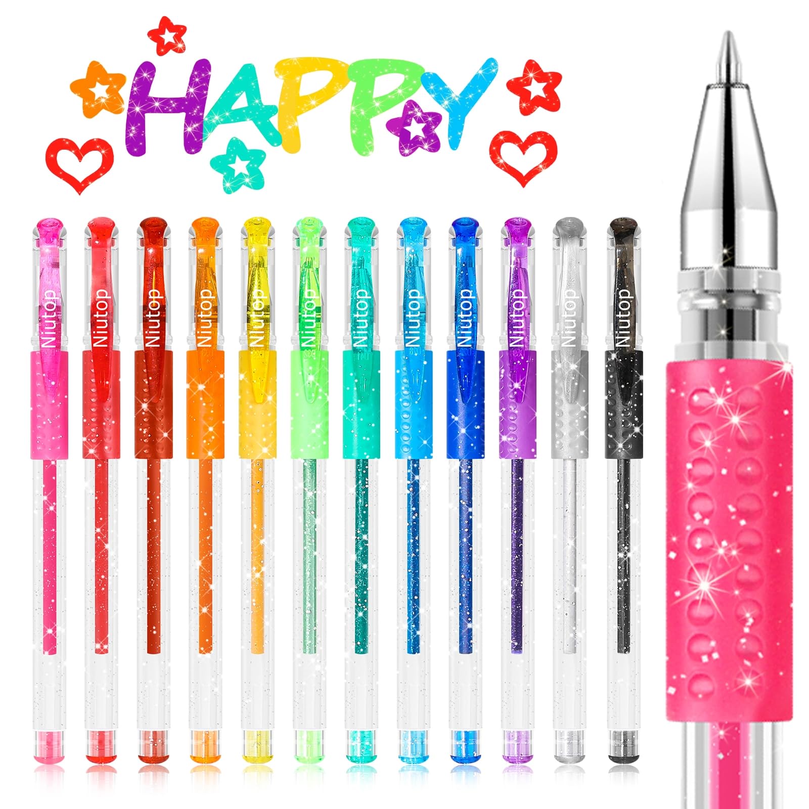 Valentines Day Gifts For Kids, Easter Basket Stuffers For Teens Adults, 12-Color Scented Glitter Gel Pens, Cute Coloring Pens, C