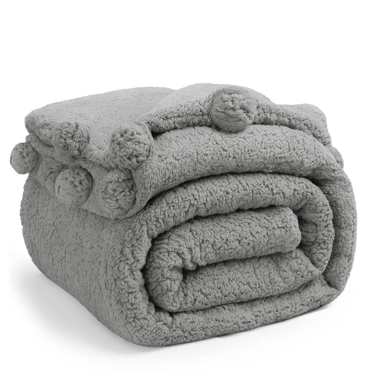 Lbro2M Double Sided Sherpa Blanket,King Size Super Soft Fuzzy Plush Warm Cozy Fluffy Throw Reversible Luxurious Blankets (Grey)