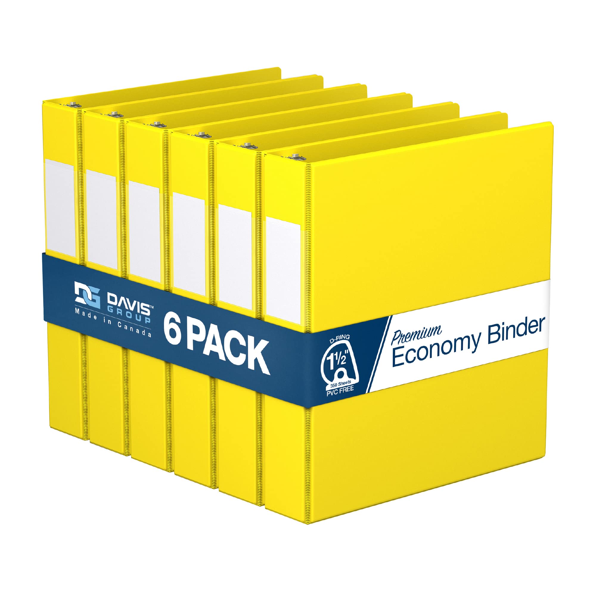 Premium Economy 6-Pack 3-Ring Binders For School Or Office, D-Ring Binders, 1.5 Inch, Yellow