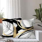 Supwhd Black White And Gold Pillow Covers, Abstract Black And Gold Pillow Covers 24X24 Set Of 2, Modern Boho Home Decor, Black A
