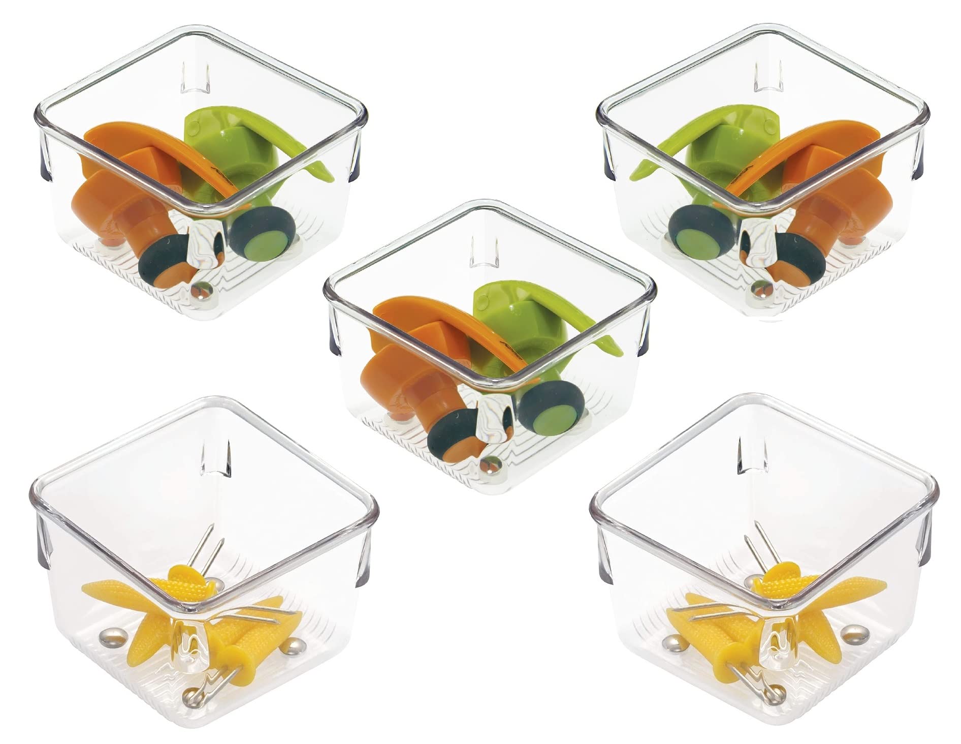 Barepepe 3X3X2 Inch Unbreakable Plastic 5Piece Drawer Organizer Trays (Clear)