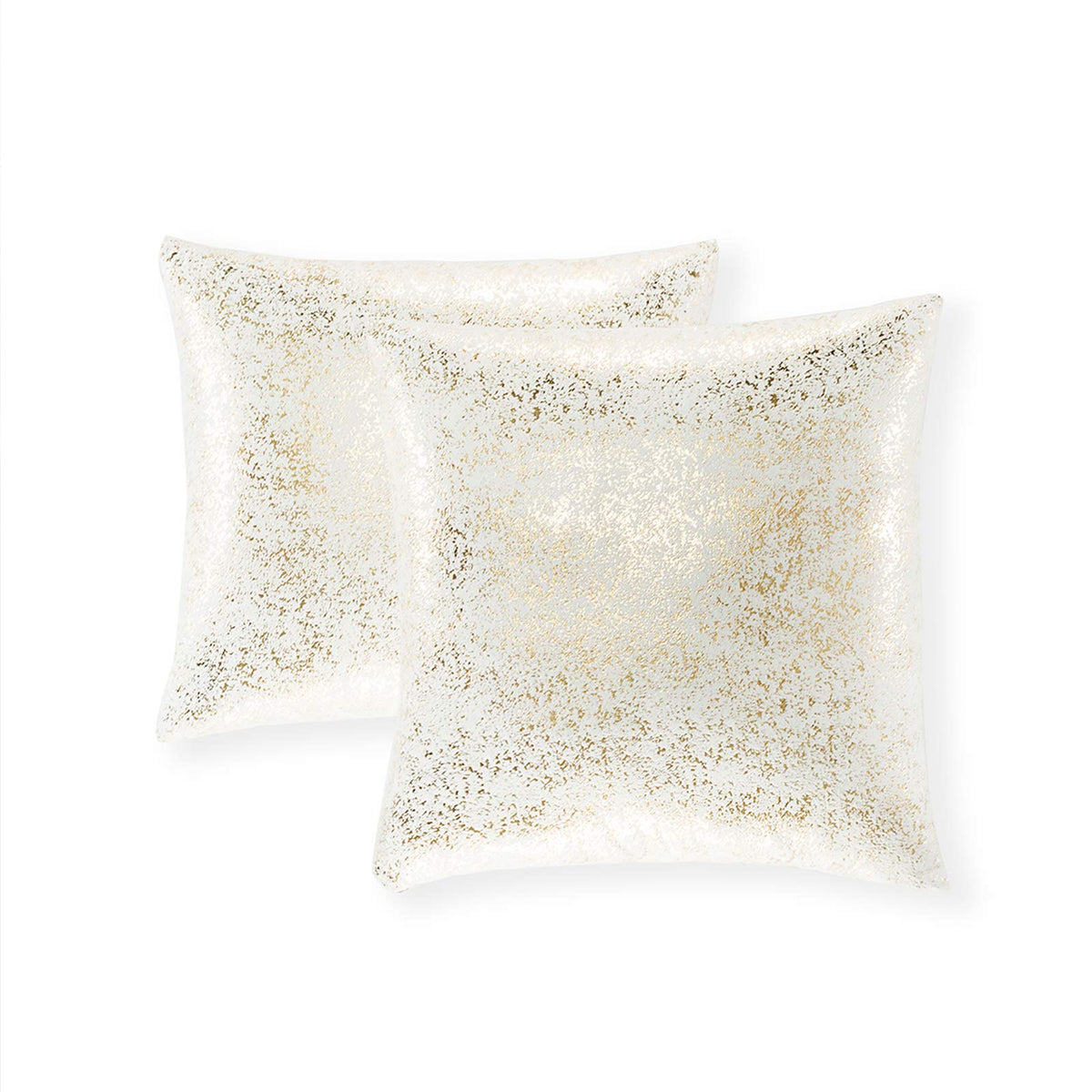Xinrjojo Decorative White Throw Pillow Covers, Gold Metallic Pillow Covers, Pack Of 2, Soft Cushion Covers, Sparkling Luxury Thr