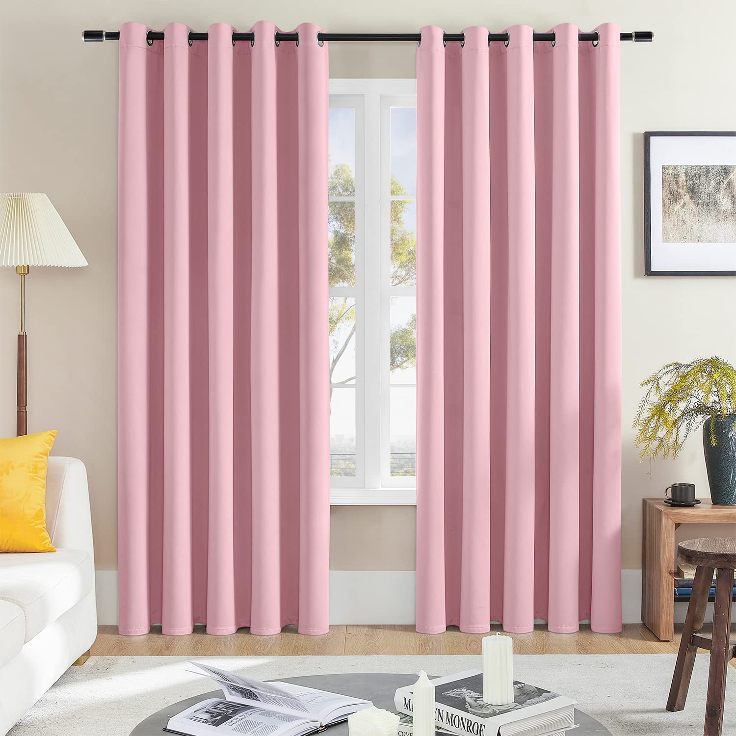 Rutterllow Blackout Curtain 84 Inch Length 2 Panels Set - Room Darkening Thermal Insulated Noise Reduction Privacy Window Treatm