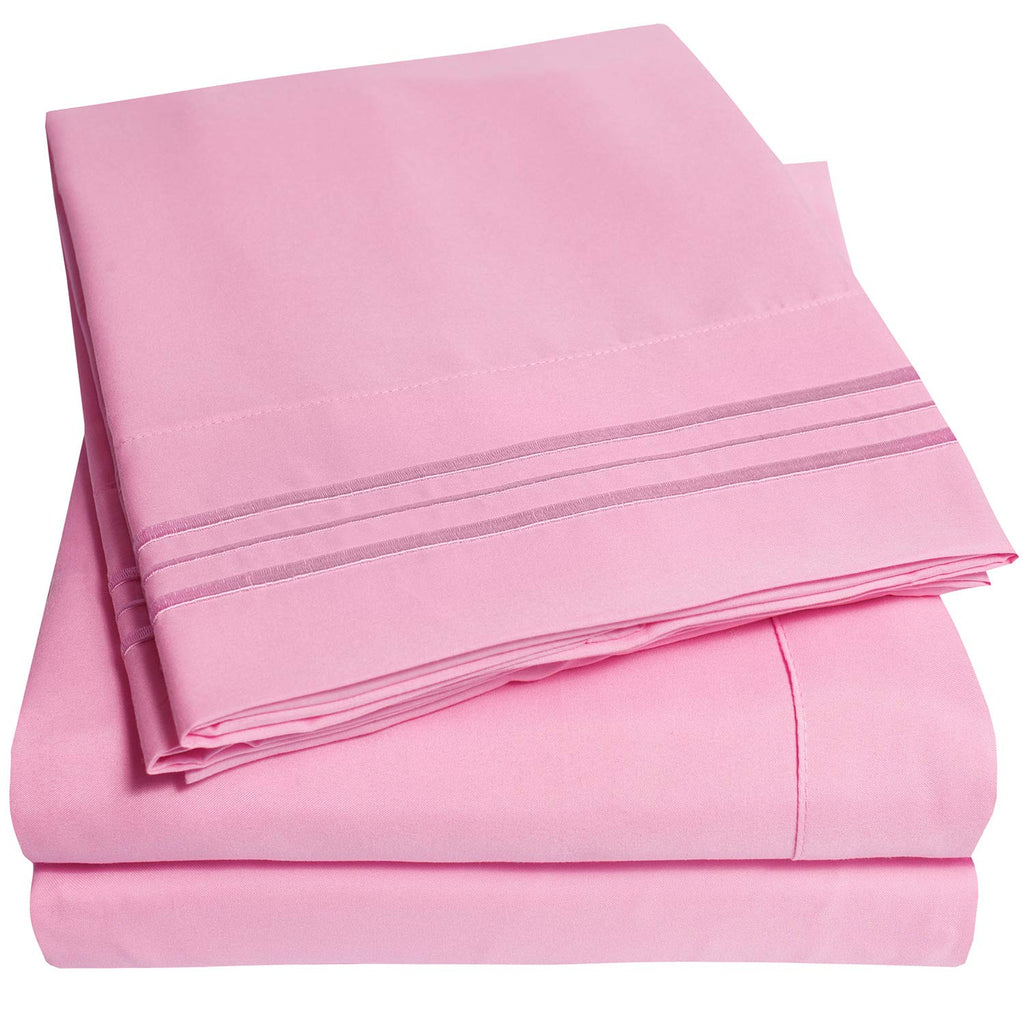 1500 Supreme Collection Twin Sheet Sets Pink - 3 Piece Bed Sheets And Pillowcase Set For Twin Mattress - Extra Soft, Elastic Cor