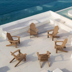 Lue Bona Poly Lumber Adirondack Chairs Set Of 6, Brown Adirondack Chairs With Cup Holder, 350Lbs Modern Adirondack Chair Weather Resistant, Plastic Patio Adirondack Chair For Fire Pit, Backyard