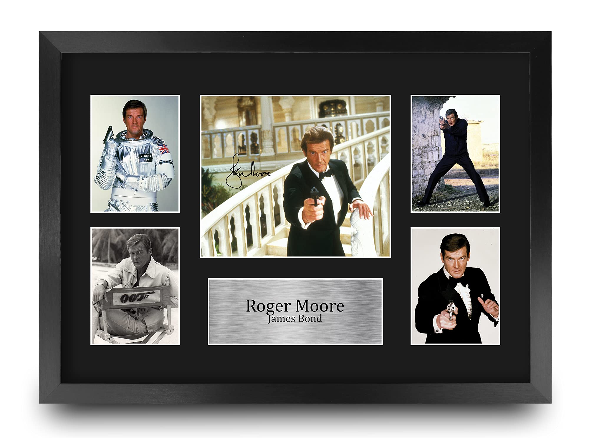 HWC Trading Roger Moore James Bond 16 x 12 inch (A3) Printed Gifts Signed Autograph Picture for Movie Memorabilia Fans - 16 x 12