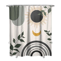 Ghroiep Mid Century Abstract Boho Aesthetic Shower Curtain Set, Gray Nature Leaf Sun Modern Minimalist Home Bathroom Curtain Dec