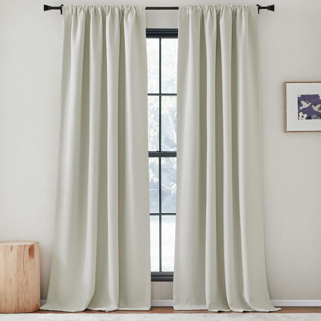 Nicetown Room Darkening Faux Linen Curtains For Bedroom, Rod Pocket/Back Tab/Hook Belt Linen Burlap Light Blocking Noise Dampeni