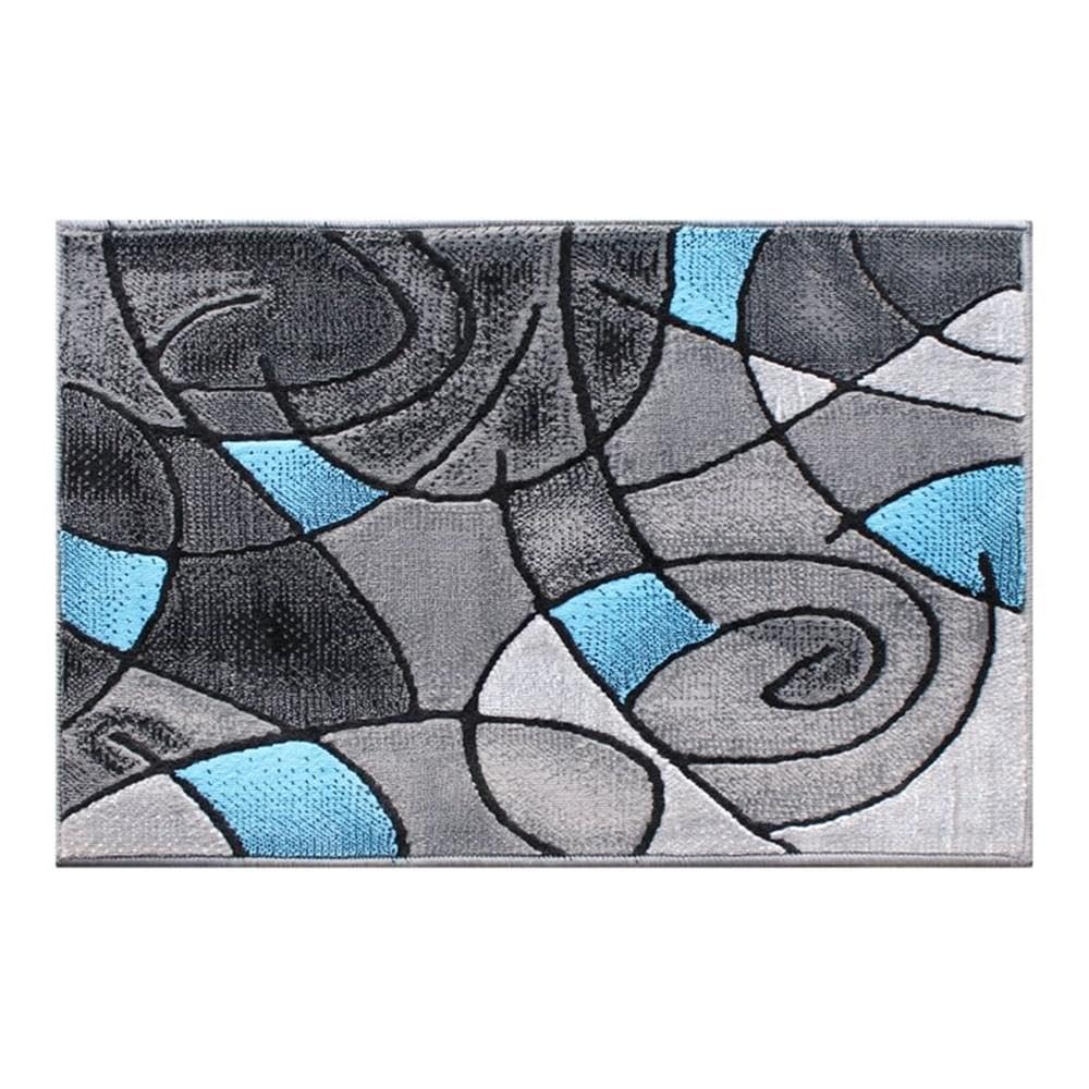 Flash Furniture Jubilee Collection Abstract Area Rug - High Pile Blue Olefin Rug - 2' X 3' Area Rug - Jute Backing - Hallway, Entryway, Bedroom, Living Room