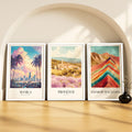 SoulAbiti Manila & Provence & Rainbow Mountains set of 3 Framed Wall Print 12x18 inch White Frame PlexiGlass Polaroid Travel Ar
