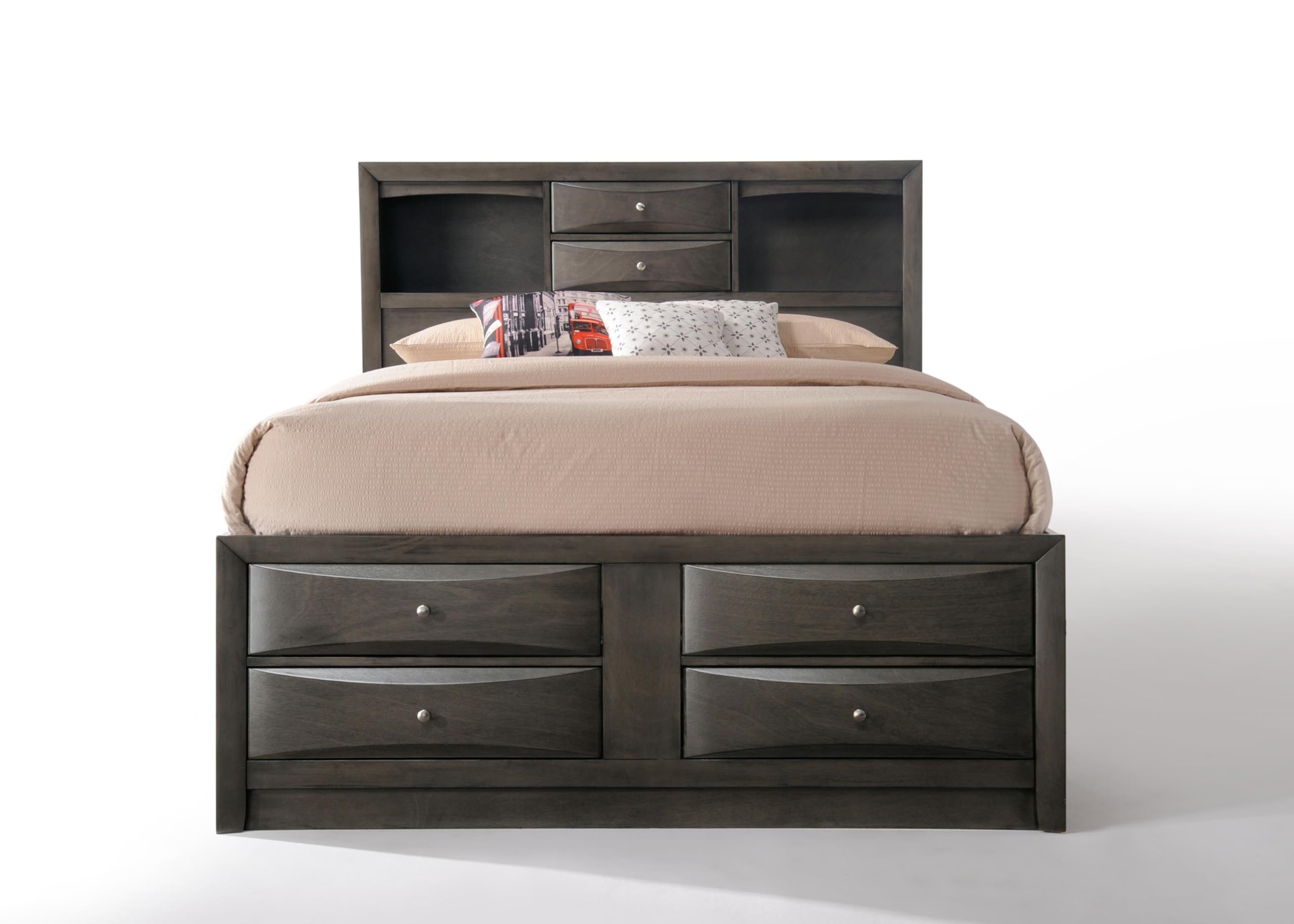 Acme Ireland Queen Wooden Captain's Bed with Storage Drawers in Gray Oak