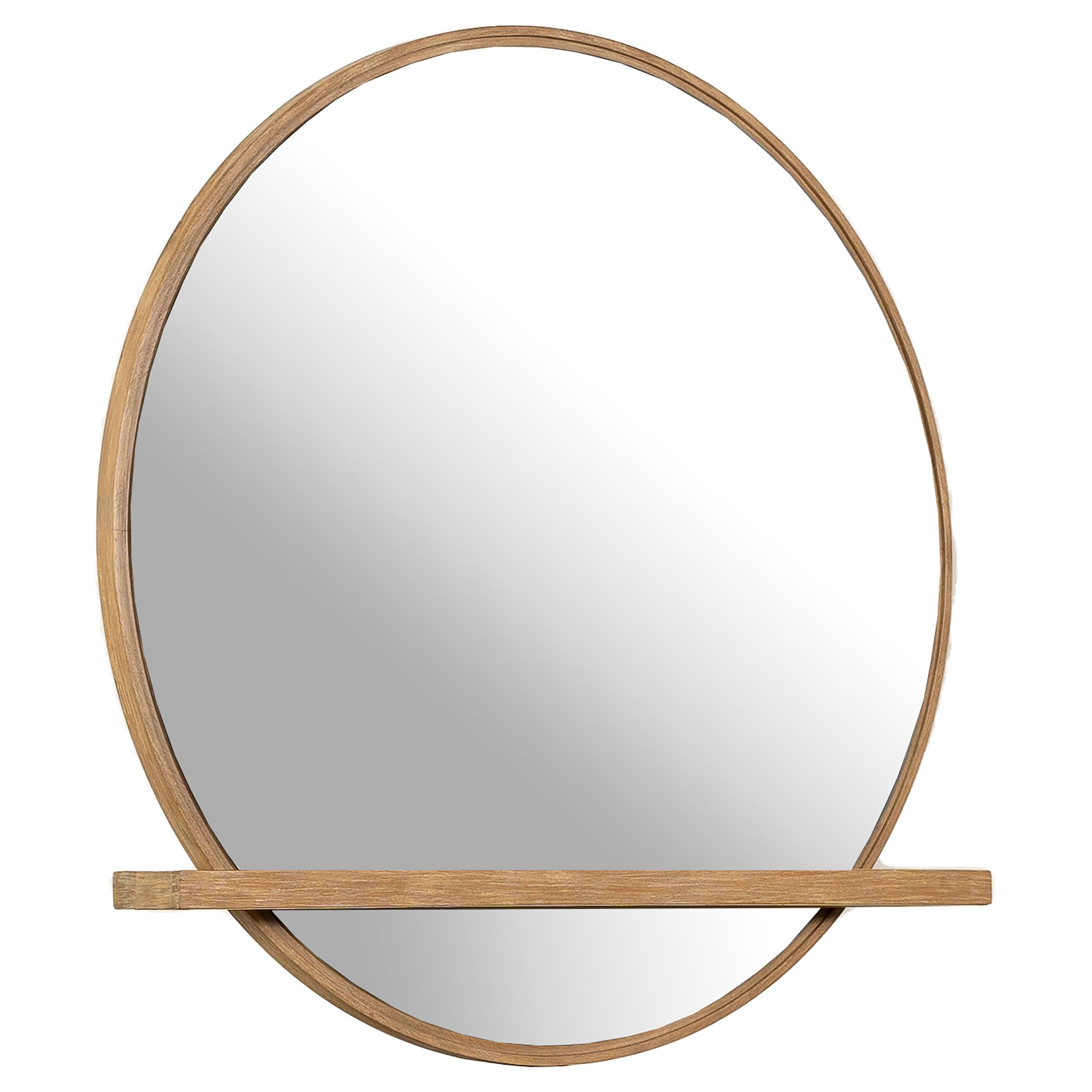 Coaster Home Furnishings Arini Coastal 38-Inch Round Wall Hanging Bedroom Dresser Mirror Decorative Accent Mirror Organizer Unit Sand Wash 224304