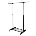 LiaMeE Adjustable Clothing Rack for Hanging Clothes, Heavy Duty Garment Rack with Wheels,Free Standing Rolling Clothes Rack with