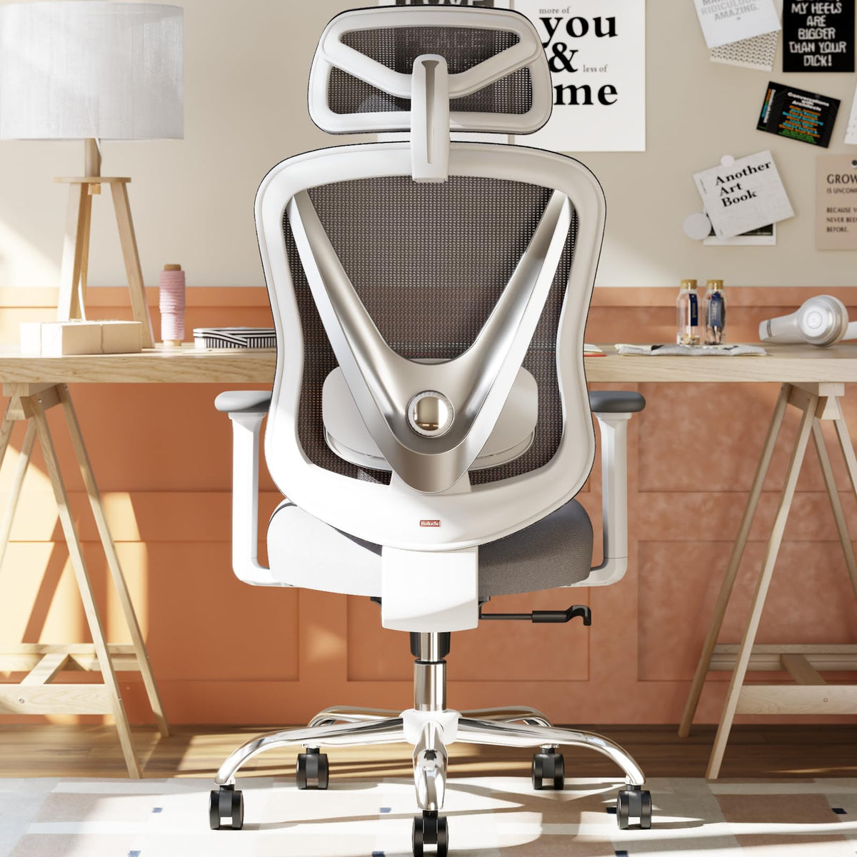Holludle Ergonomic Office Chair With 3D Lumbar Support & 3D Adjustable Armrests - V-Shaped Back Design, Adjustable Desk Chair Fo