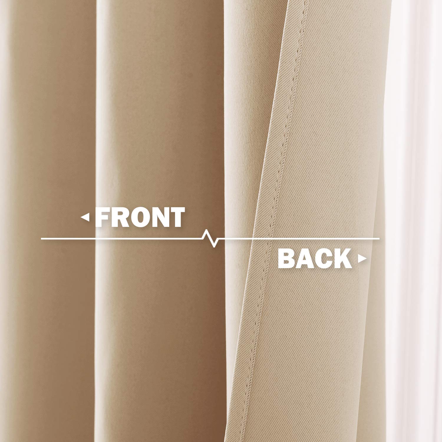 Nicetown Window Tiers Curtains For Kitchen, Farmhouse Grommet Top Solid Light Block Insulated Energy Saving For Cafe Window/Office, W 34 X L 36-Inch 1.2 Inches Header, Biscotti Beige, 2 Panels