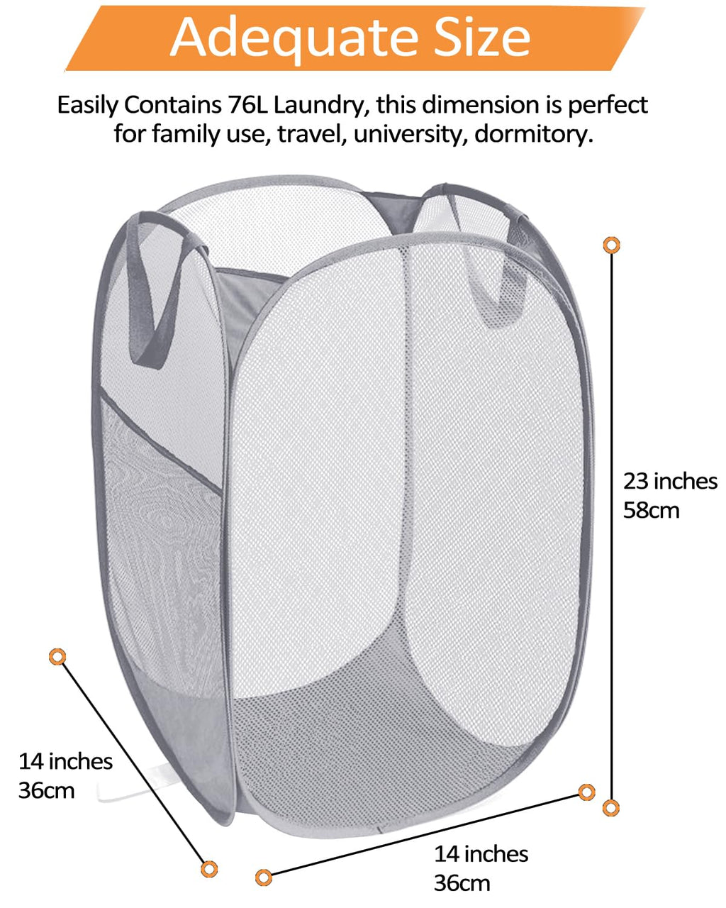 Durable Collapsible Laundry Baskets, Foldable Laundry Hamper With Side Pocket, Tear-Resistant Clothes Hampers For Bathroom, Laun