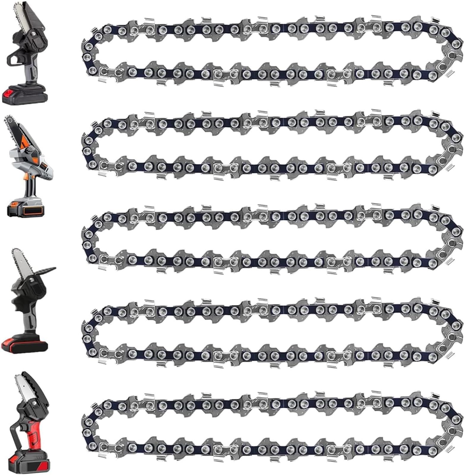 5 Pieces 6 Inch Mini Chainsaw Chain Replacement Accessories, 6 Inch Chain Saw Chains For Cordless Electric Portable Mini Chainsa