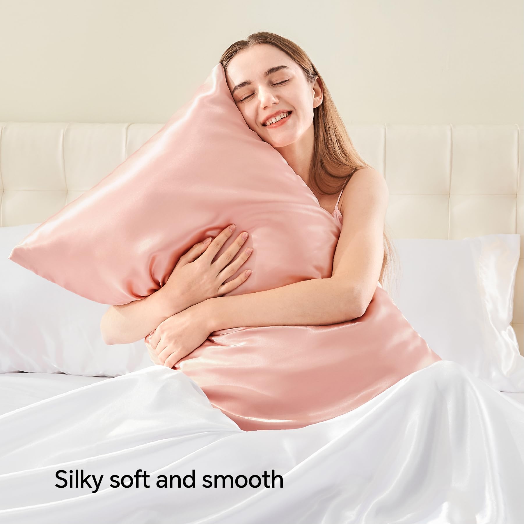 Bedelite Satin Pillowcase With Zipper, Coral Pillow Cases Queen Size Set Of 2, Super Soft And Cooling Similar To Silk Pillow Cas