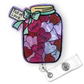 Valentines Day Full Of Love Bottle Badge Reel Retractable | Cute Nurse Vday Gifts Id Badge Holder With Alligator Clip & 24    Du