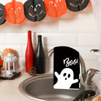 Anydesign Halloween Kitchen Towel 18 X 28 Inch Black White Ghost Dishcloth Scary Hand Drying Tea Towel For Halloween Baking Cook