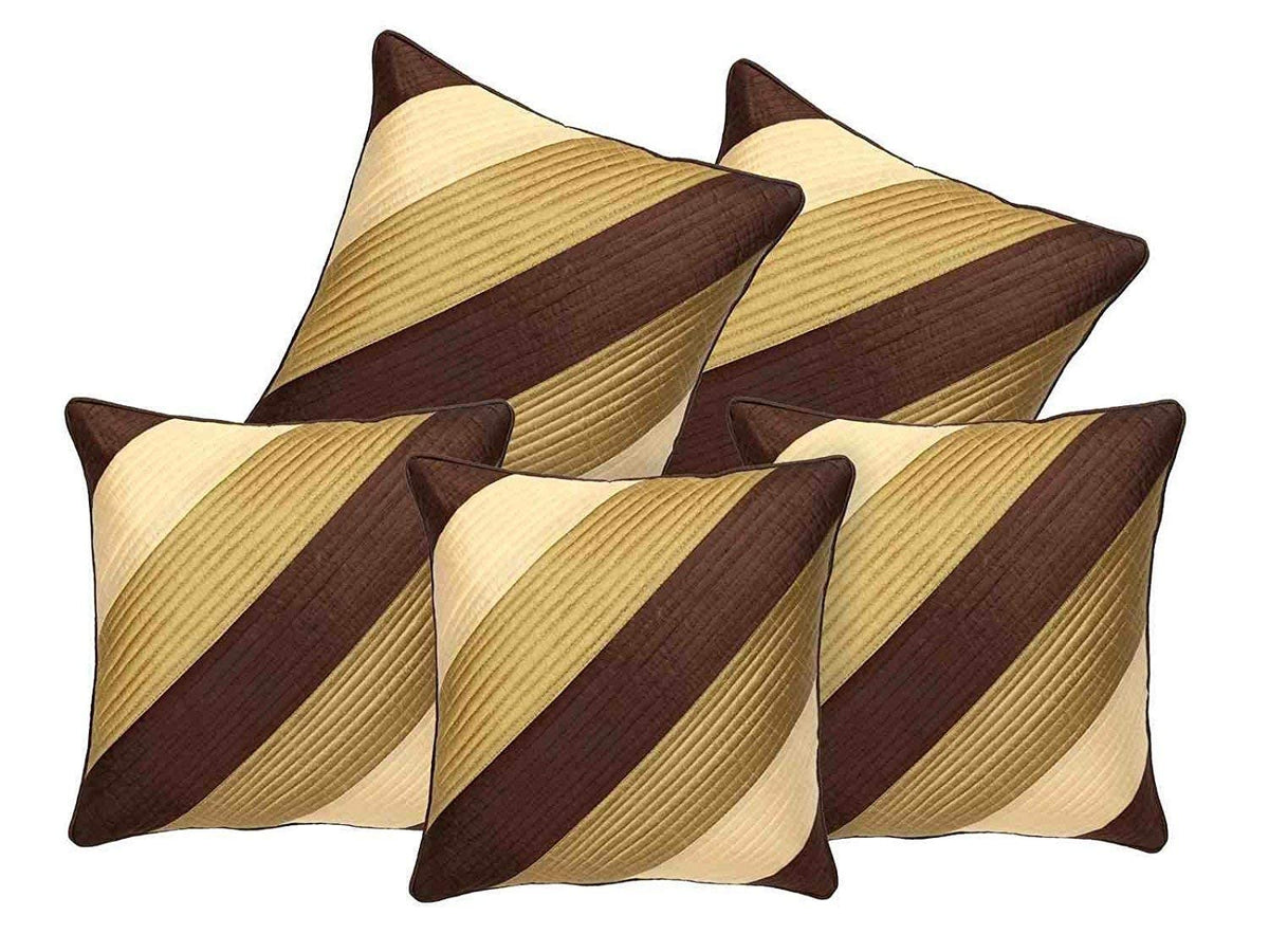 Msenterprises Cushion Cover Dupion Silk Daigonal Quilted For Sofa Bedroom Kids Room 16 X 16 Inches Throw Pillow Soft Cover Set O