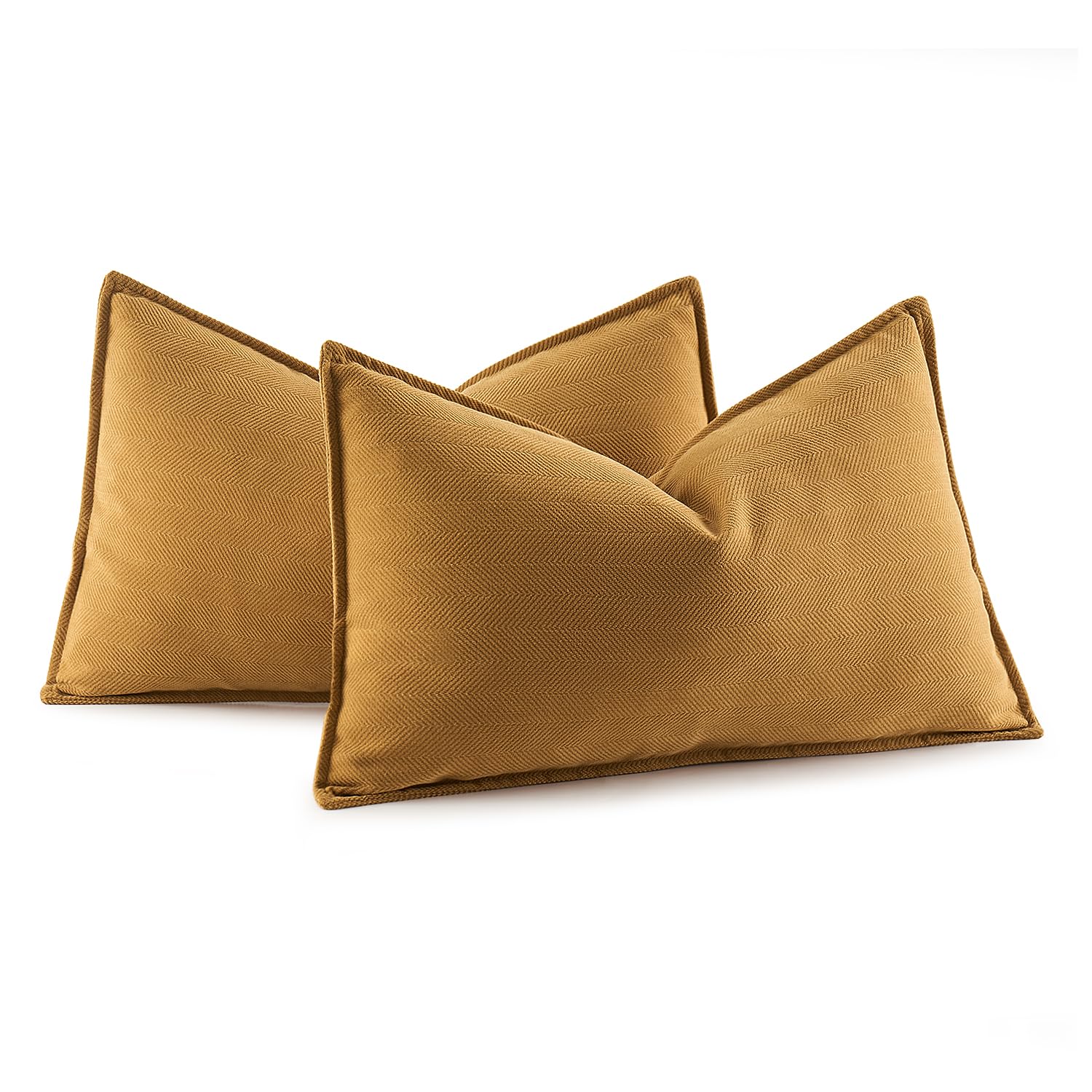 Miulee Pack Of 2 Mustard Yellow Decorative Pillow Covers 12X20 Inch Soft Chenille Couch Throw Pillows Farmhouse Cushion Covers W