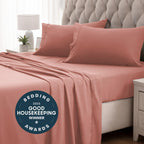 Sleep Zone Nanotex Super Soft Cooling Twin Bed Sheets Set For Kids 3 Piece - Easy Care Fitted Flat Sheet & Pillowcase Sets - Wrinkle Free, Fade Resistant, Deep Pocket 16' (Dull Pink, Twin)
