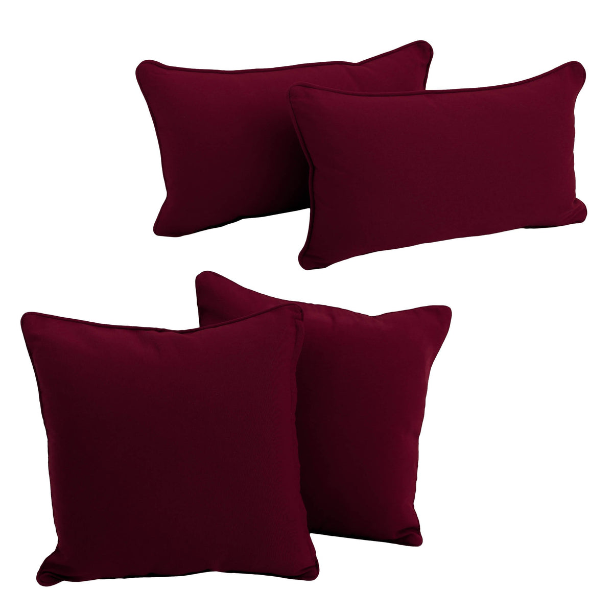 Blazing Needles Corded Twill Throw Pillow Set, Burgundy 4 Count