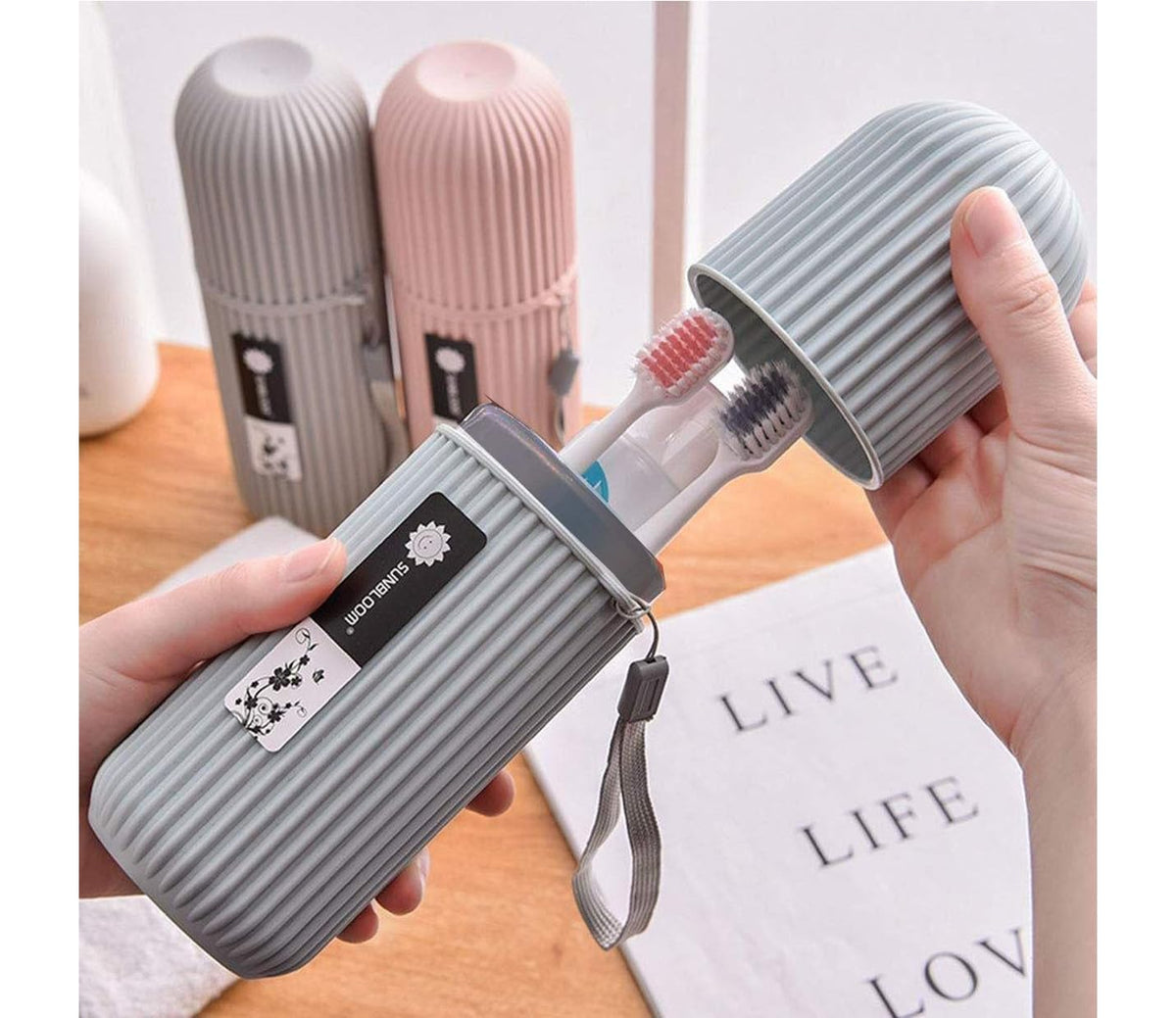 Aprito (Pack of 1) Capsule Shape Travel Toothbrush Holder Toothpaste Case Holder Portable Toothbrush Storage Plastic Toothbrush 