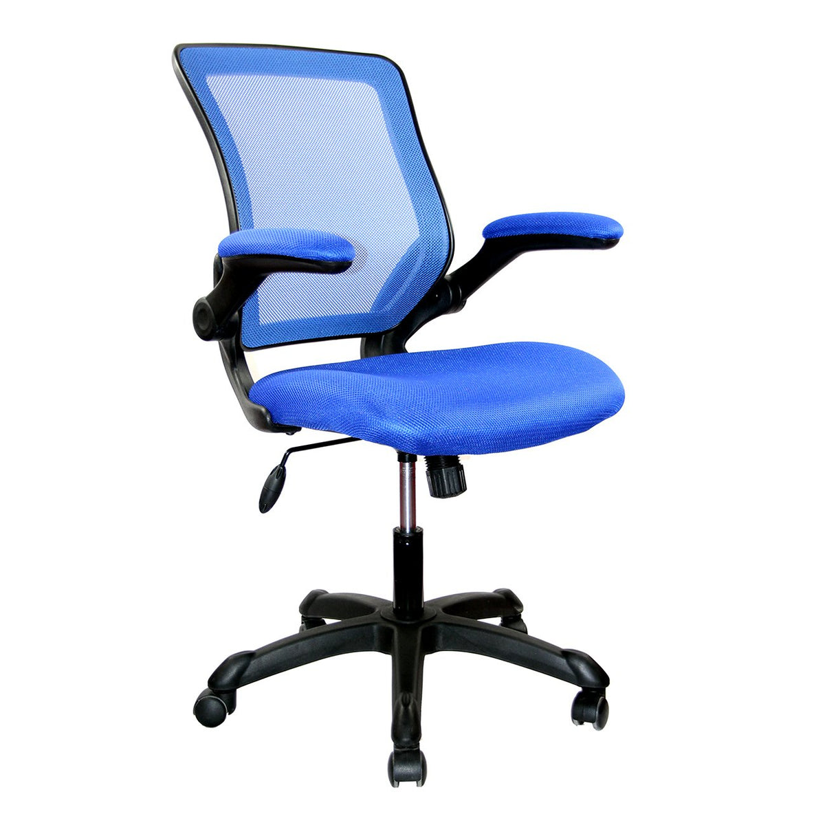 Mesh Task Office Chair With Flip Up Arms. Color: Blue